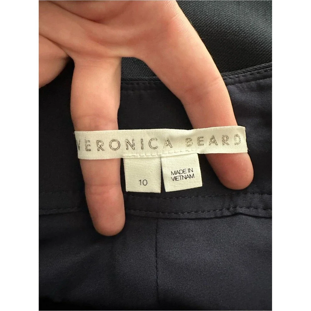 Veronica Beard Renzo Navy Blue Trouser Pants Creast Button Trouser Pants Size 10
